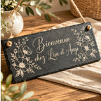 Pancarte ardoise personnalisée Bienvenue décor floral