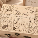 Valisette de naissance en bois personnalisée décor au choix