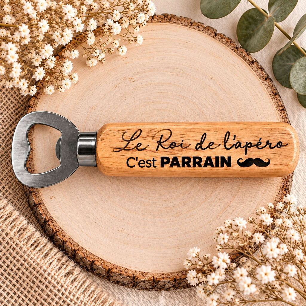 Décapsuleur en bois personnalisable Roi de l'apéro Papa
