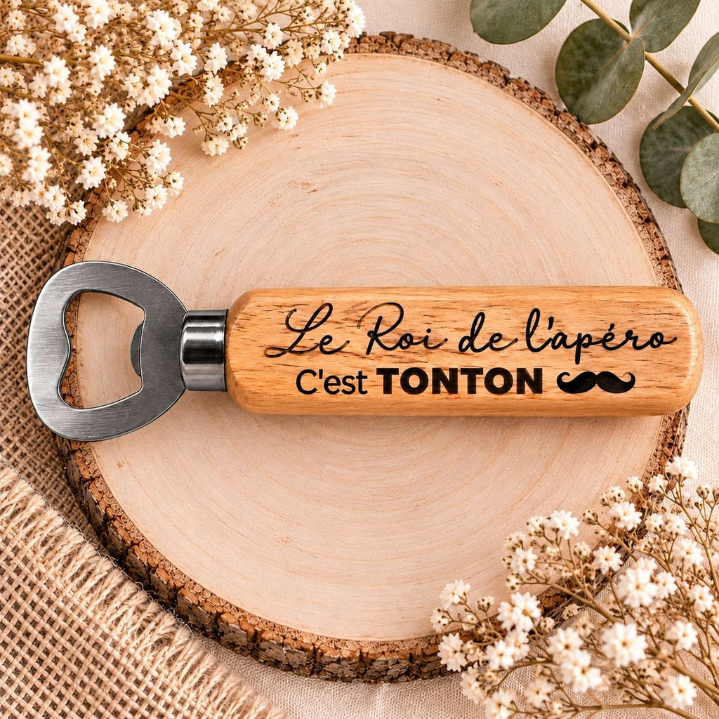 Décapsuleur en bois personnalisable Roi de l'apéro Papa