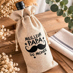 Pochette à bouteille de vin en jute personnalisable fête des pères