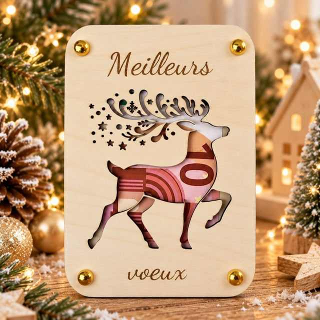 Carte de vœux Noël en bois, modèle au choix