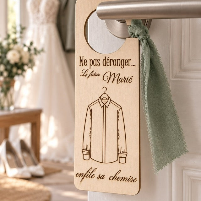Lot de 2 pancartes de porte en bois préparatifs mariés
