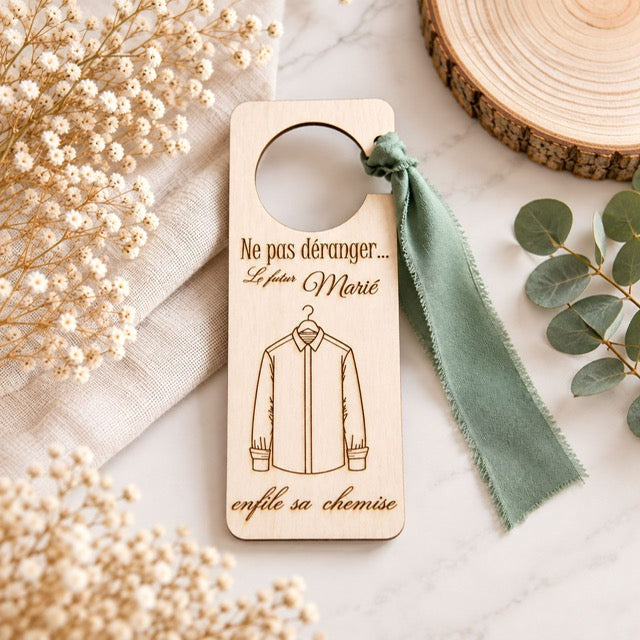 Lot de 2 pancartes de porte en bois préparatifs mariés