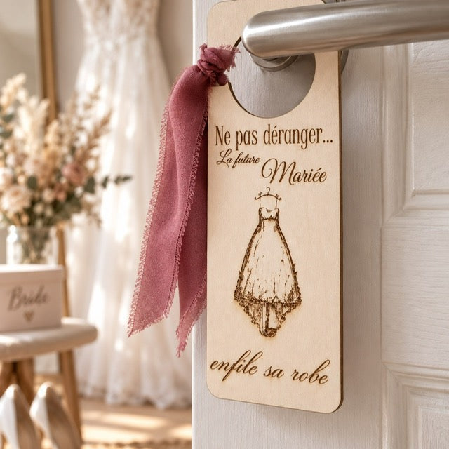 Lot de 2 pancartes de porte en bois préparatifs mariés