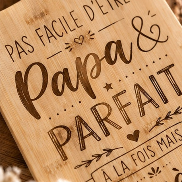 Planche à découper en bambou personnalisable fête des pères