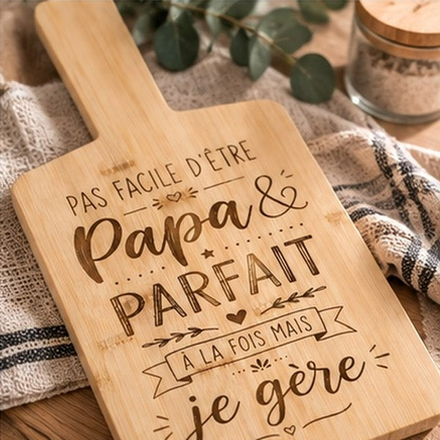 Planche à découper en bambou personnalisable fête des pères