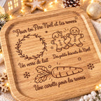 Assiette du Père Noël en bois gravée tradition famille