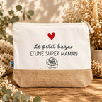 Trousse de toilette en coton Fairtrade et jute super Maman