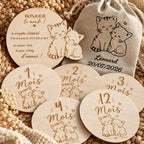 Kit cartes étapes naissance en bois personnalisé décor chatons