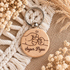 Porte-clés en bois personnalisable Super Papa fête des pères